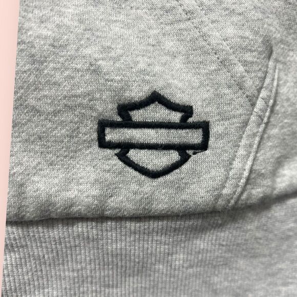 Harley-Davidson Gray zip up Sherpa Hoodie with Logo - Picture 8 of 10